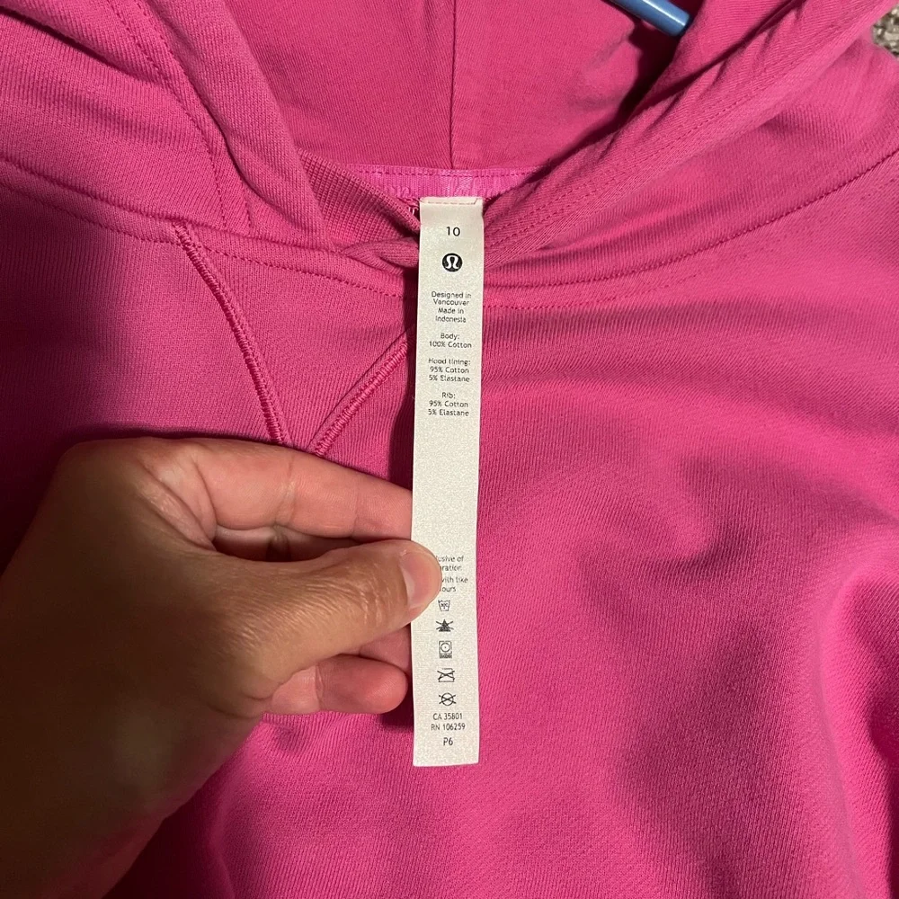 lululemon athletica Cropped Hoodie in Bright Pink Size 10